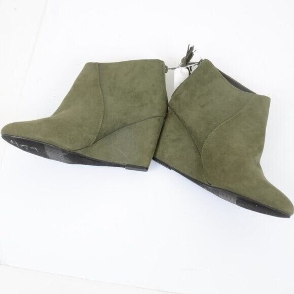 Y2K Charming Charlie Monroe Green Wedge Heel Booties Women's 10 Boots Boho NEW - Picture 6 of 6